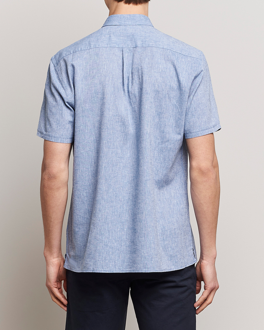 Mies | Kauluspaidat | Barbour Lifestyle | Nelson Short Sleeve Linen/Cotton Shirt Blue