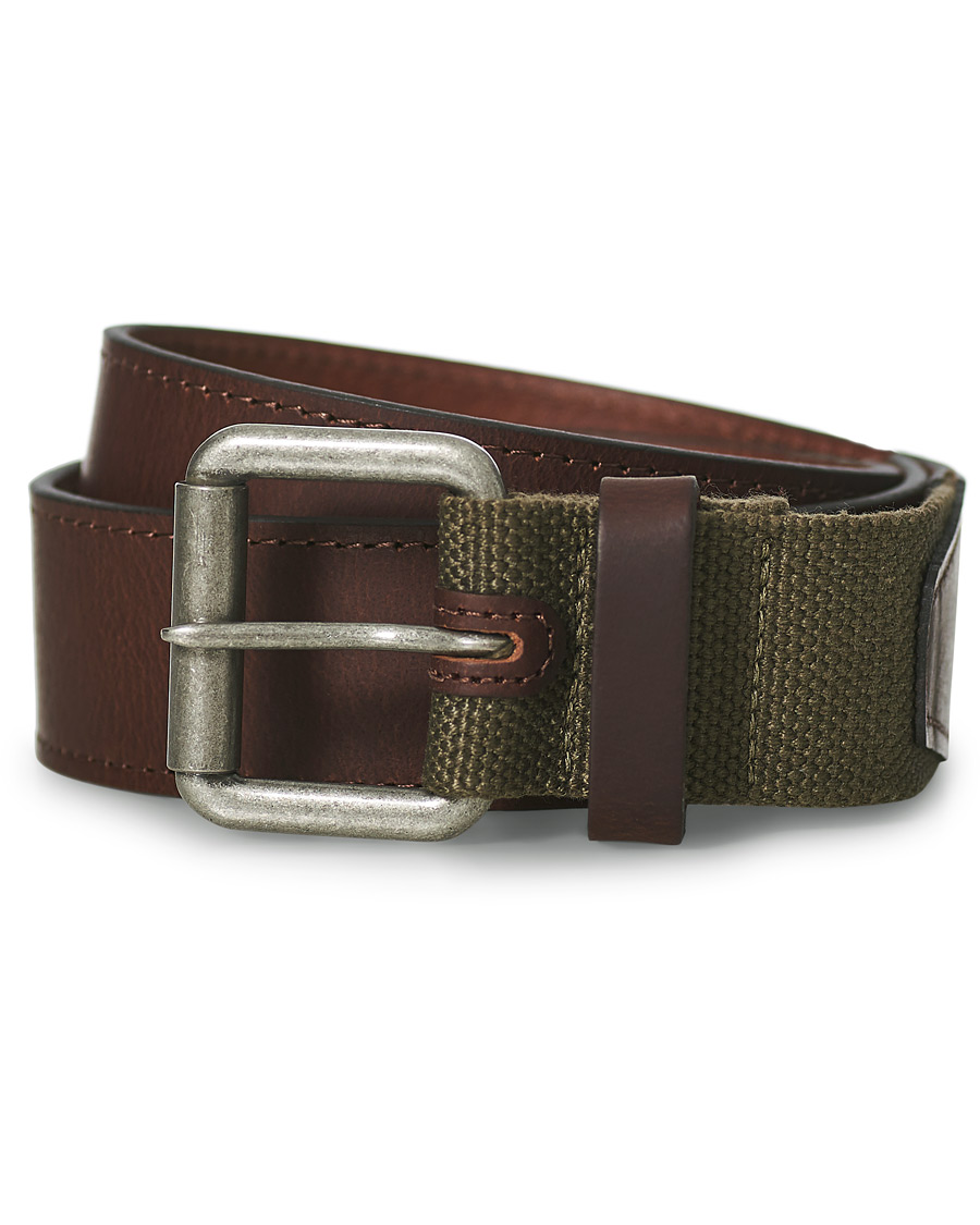 Miehet |  | Barbour Lifestyle | Webbing Leather Belt Olive/Brown