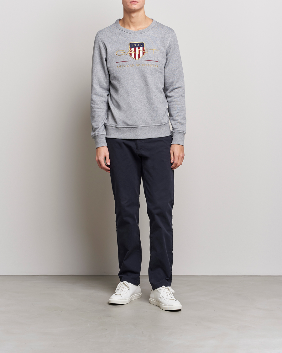 Mies | Puserot | GANT | Archive Shield Crew Neck Sweatershirt Grey Melange