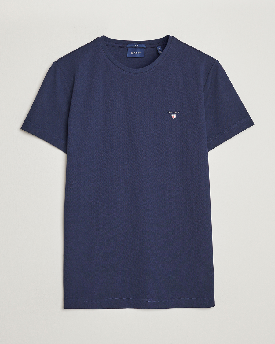 Mies | T-paidat | GANT | Cotton Pique Crew Neck T-Shirt Evening Blue