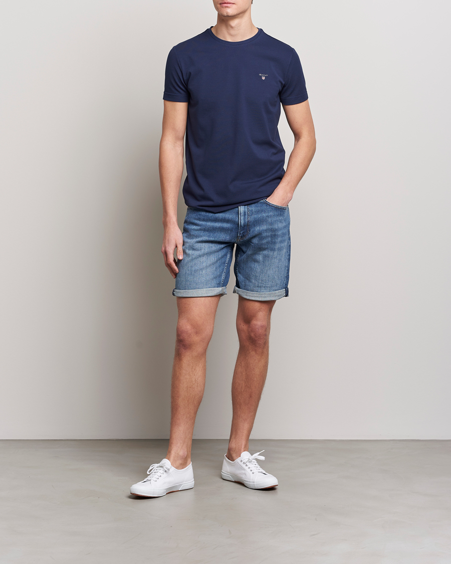 Mies | T-paidat | GANT | Cotton Pique Crew Neck T-Shirt Evening Blue