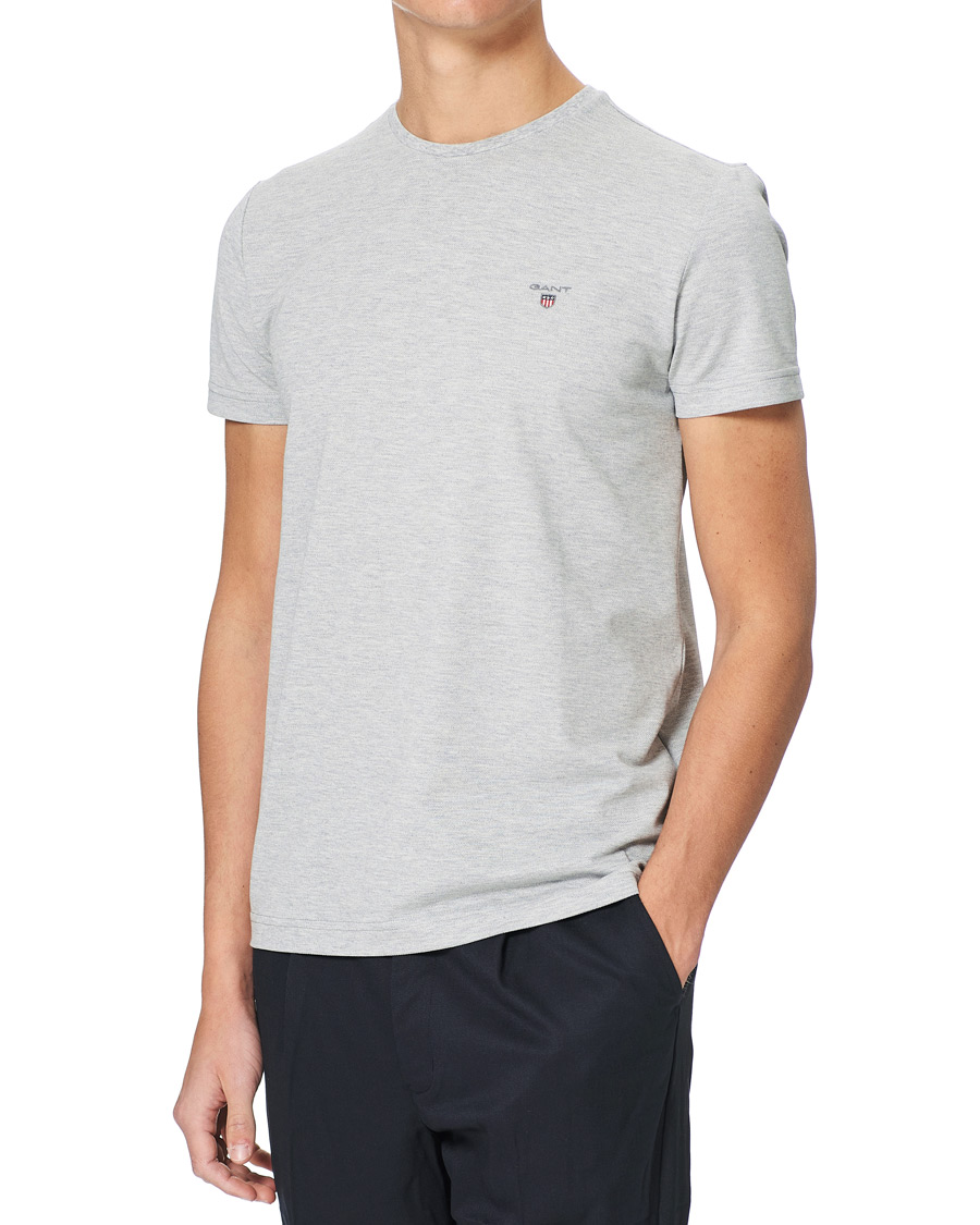 Mies | T-paidat | GANT | Cotton Pique Crew Neck Tee Grey Melange