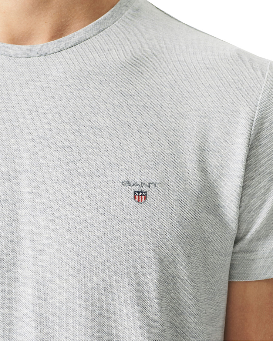 Mies | T-paidat | GANT | Cotton Pique Crew Neck Tee Grey Melange