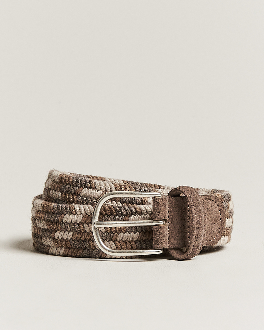 Mies | Vyöt | Anderson's | Braided Wool Belt Multi Natural