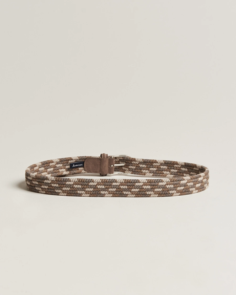 Mies | Italian Department | Anderson's | Braided Wool Belt Multi Natural