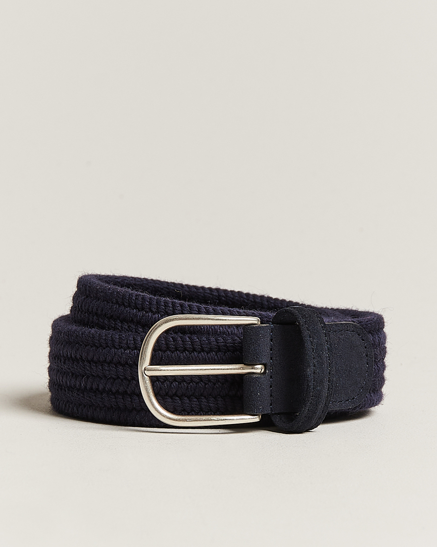 Miehet |  | Anderson's | Braided Wool Belt Navy