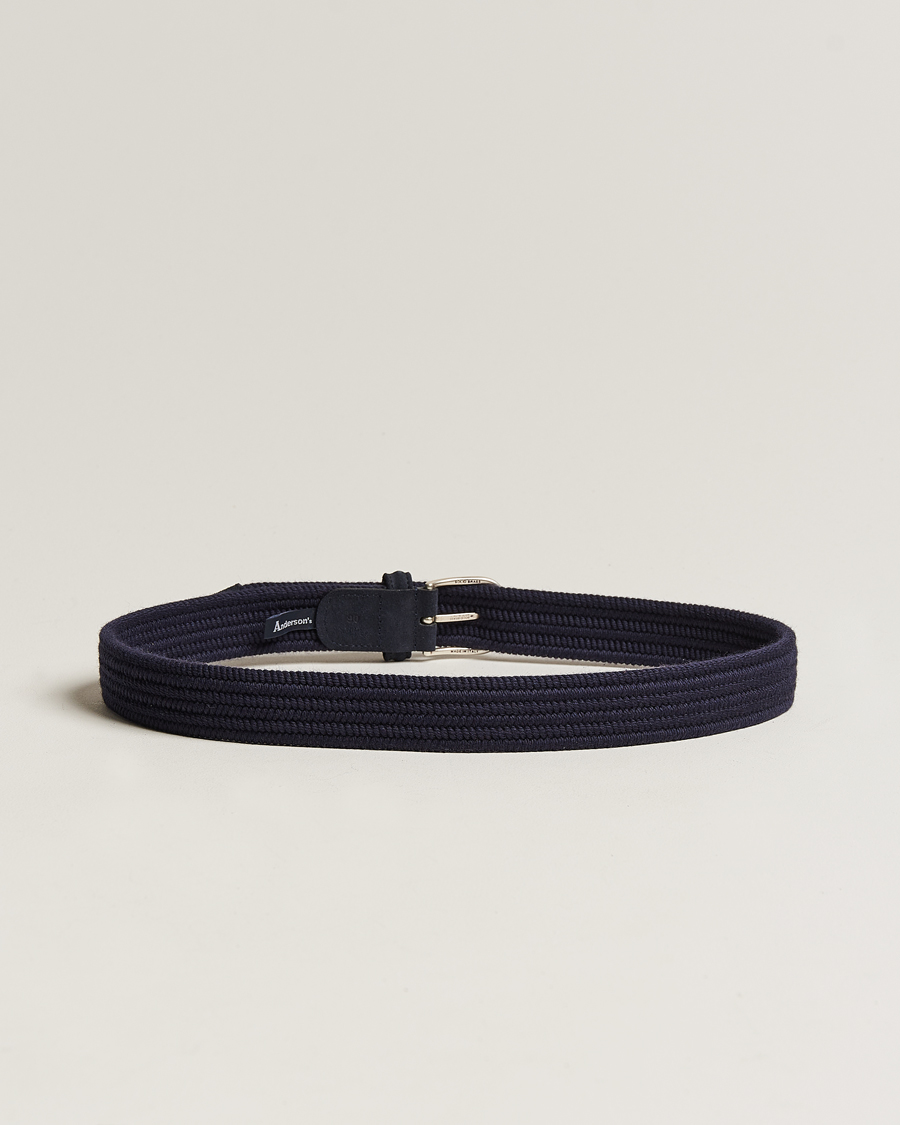 Mies | Italian Department | Anderson's | Braided Wool Belt Navy