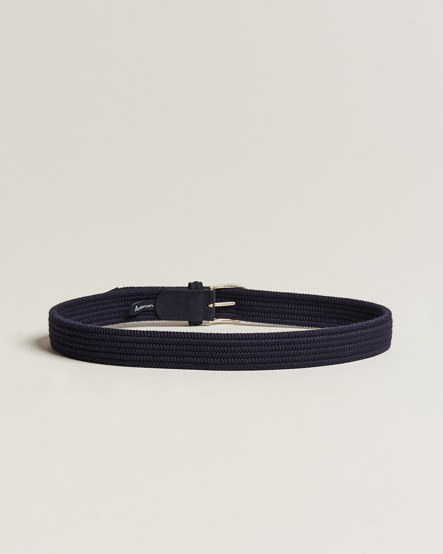 Mies | Vyöt | Anderson's | Braided Wool Belt Navy