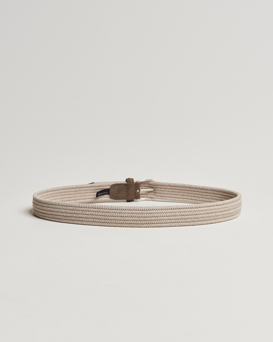 Mies | Vyöt | Anderson's | Braided Wool Belt Beige