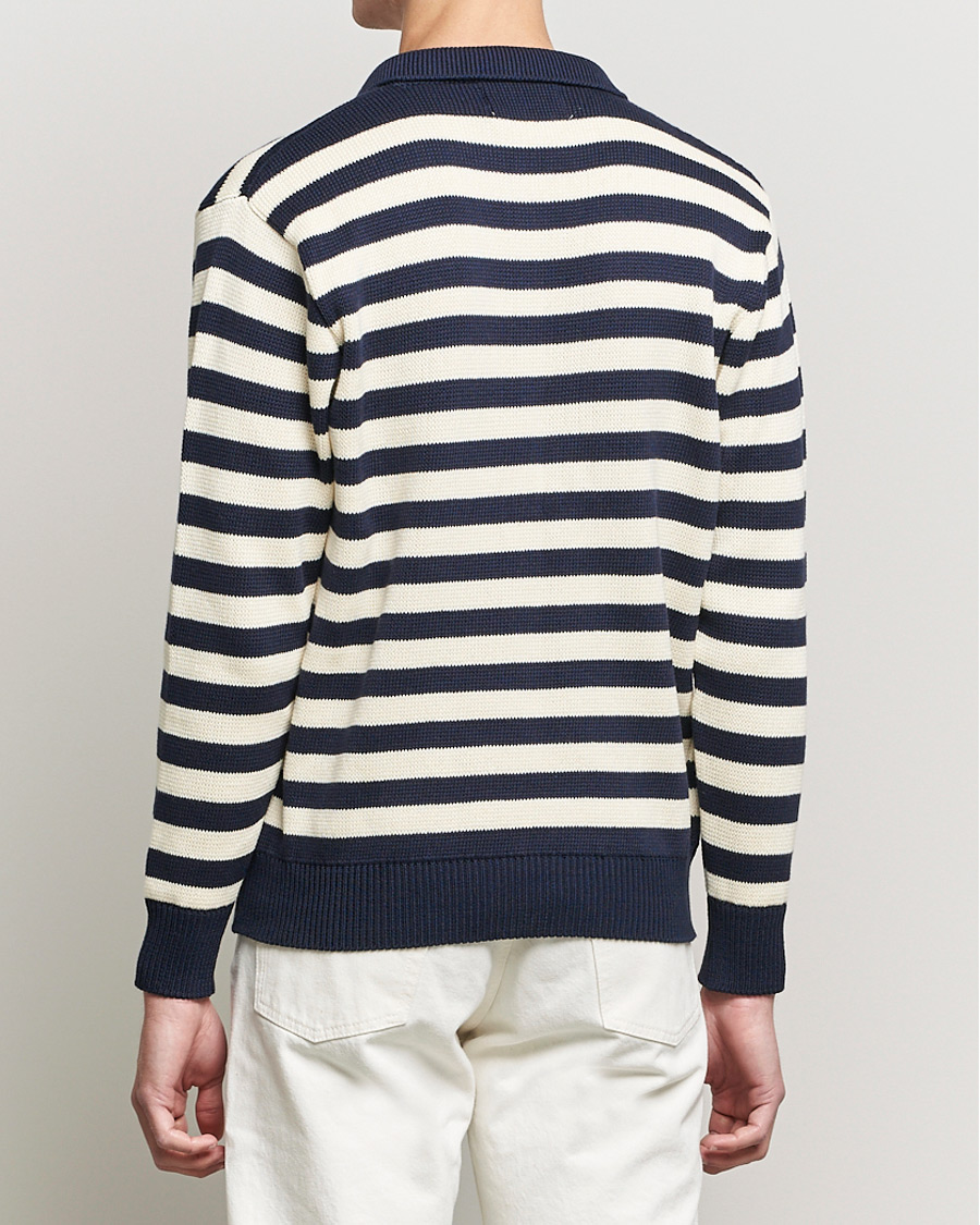 Mies | Puserot | Peregrine | Richmond Knitted Rugby Shirt Navy/White