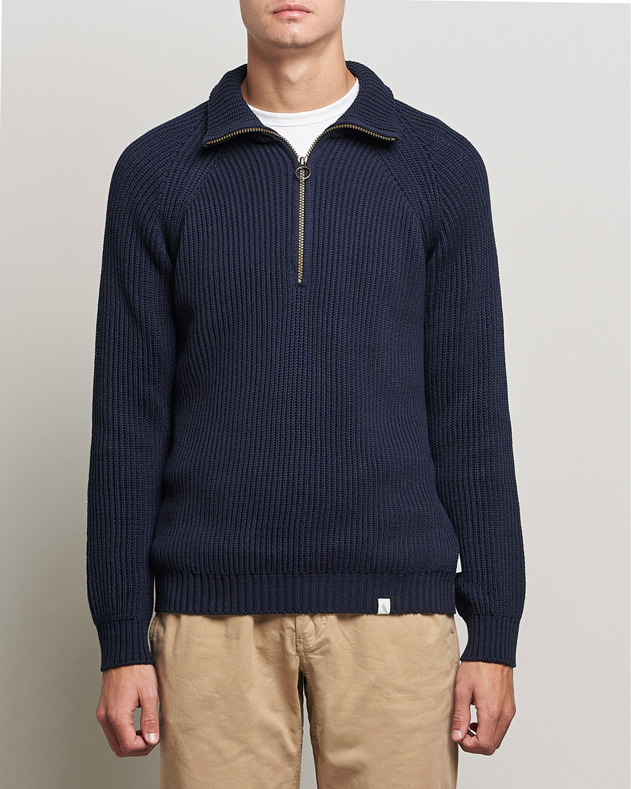 Mies | Puserot | Peregrine | Felix Quarter Zip Jumper Navy