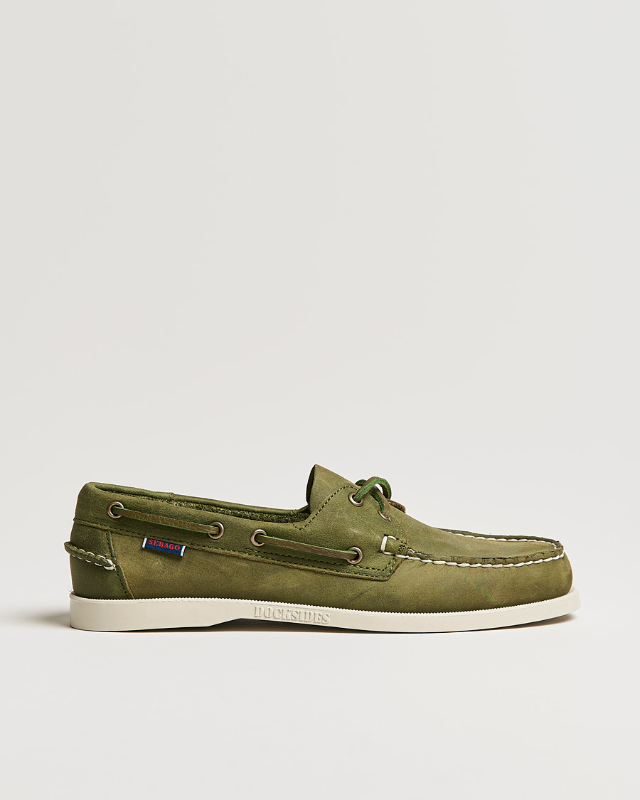 Mies | Sebago Docksides Nubuck Boat Shoe Green Military | Sebago | Docksides Nubuck Boat Shoe Green Military