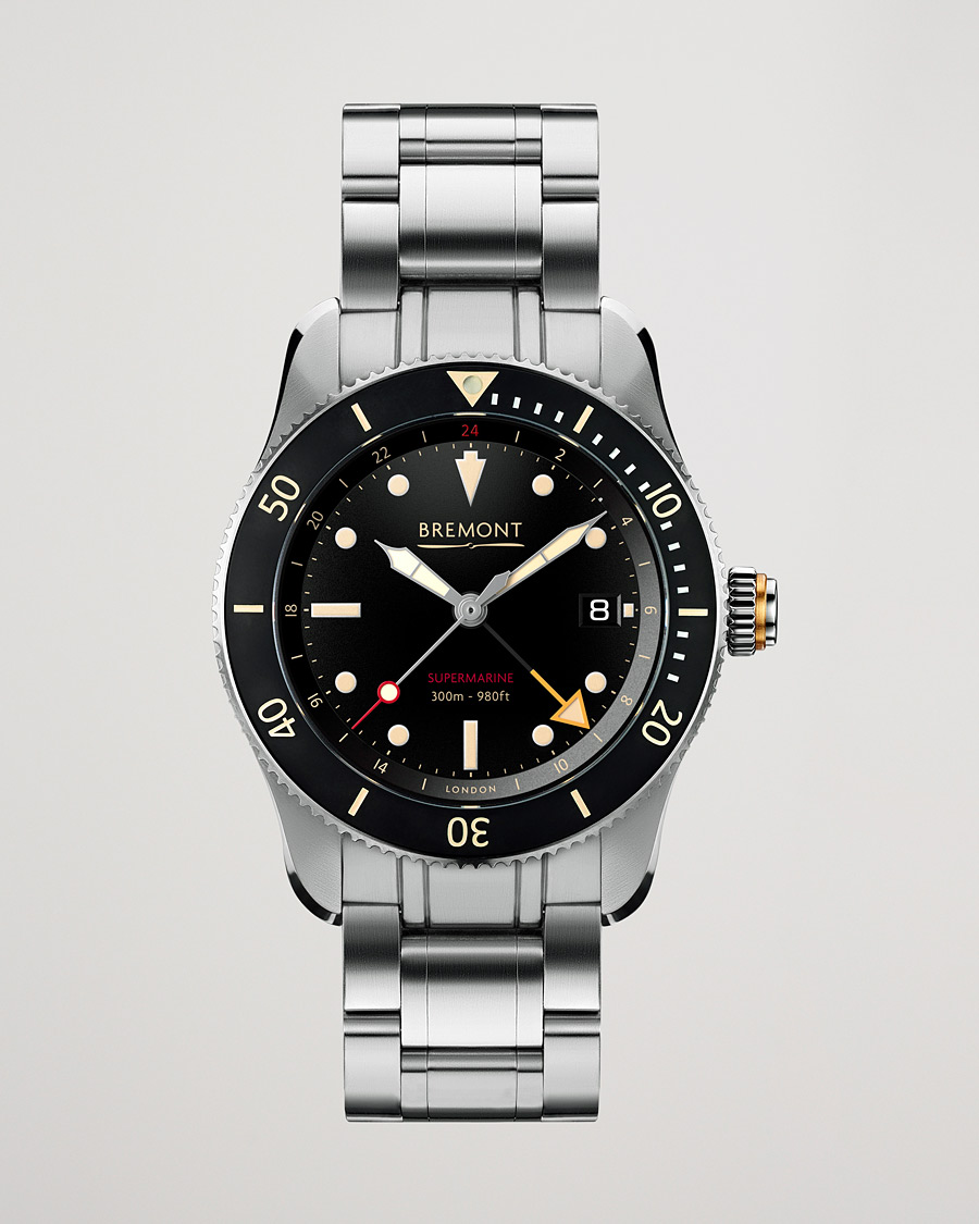 Miehet | Fine watches | Bremont | S302 Supermarine GMT 40mm Steel Bracelet Black Dial