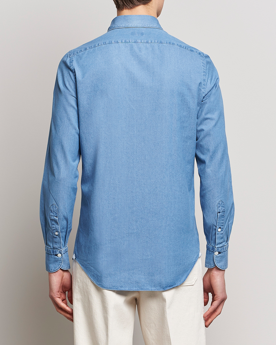 Mies | Kauluspaidat | Finamore Napoli | Milano Slim Denim Shirt Light Indigo