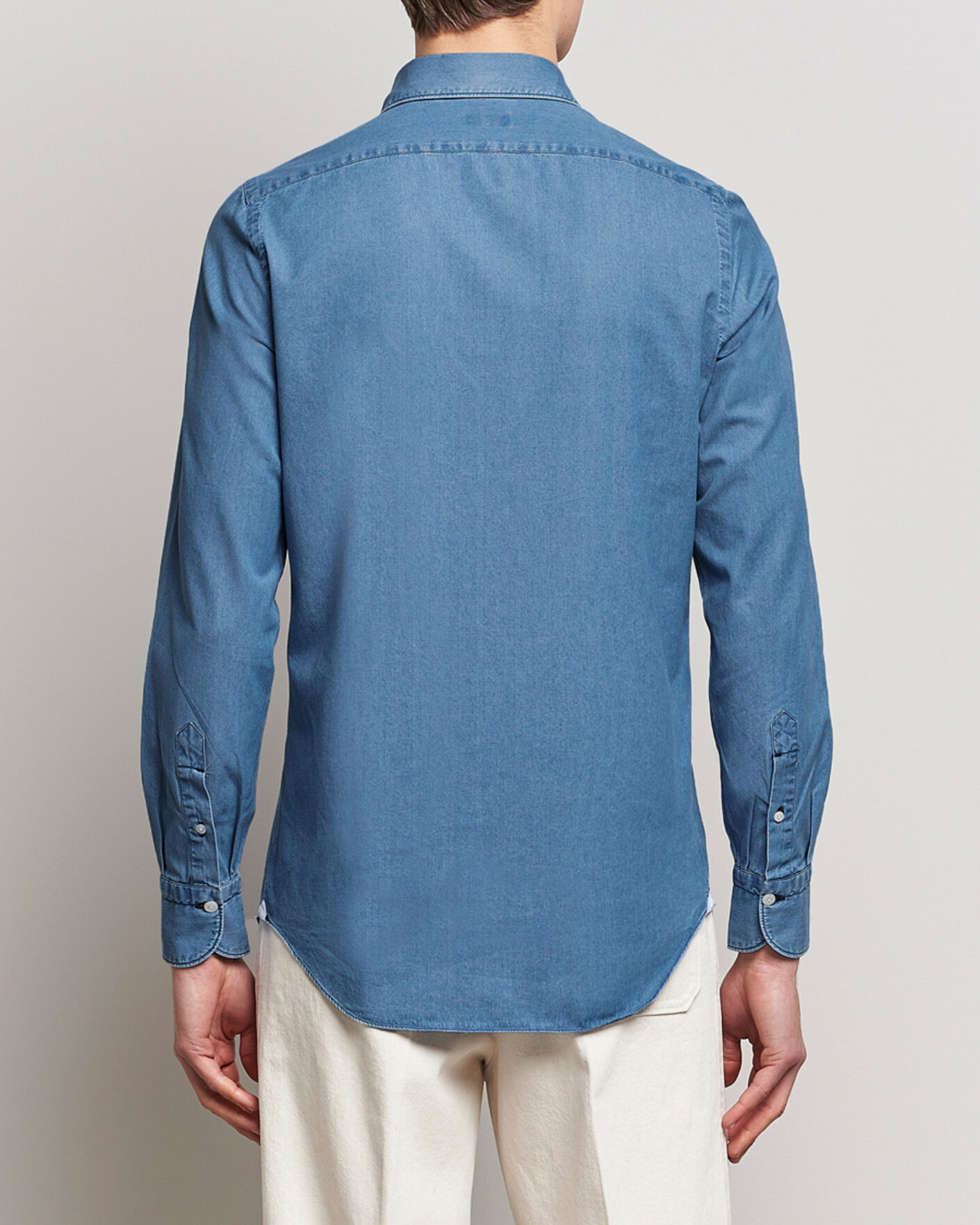 Mies | Kauluspaidat | Finamore Napoli | Milano Slim Denim Shirt Light Indigo