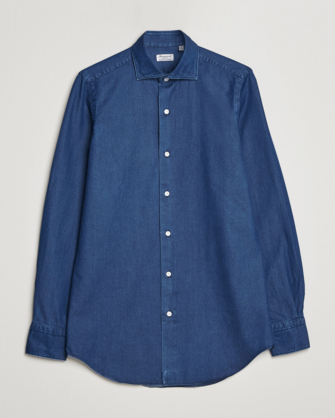 Mies | Kauluspaidat | Finamore Napoli | Milano Slim Denim Shirt Dark Indigo