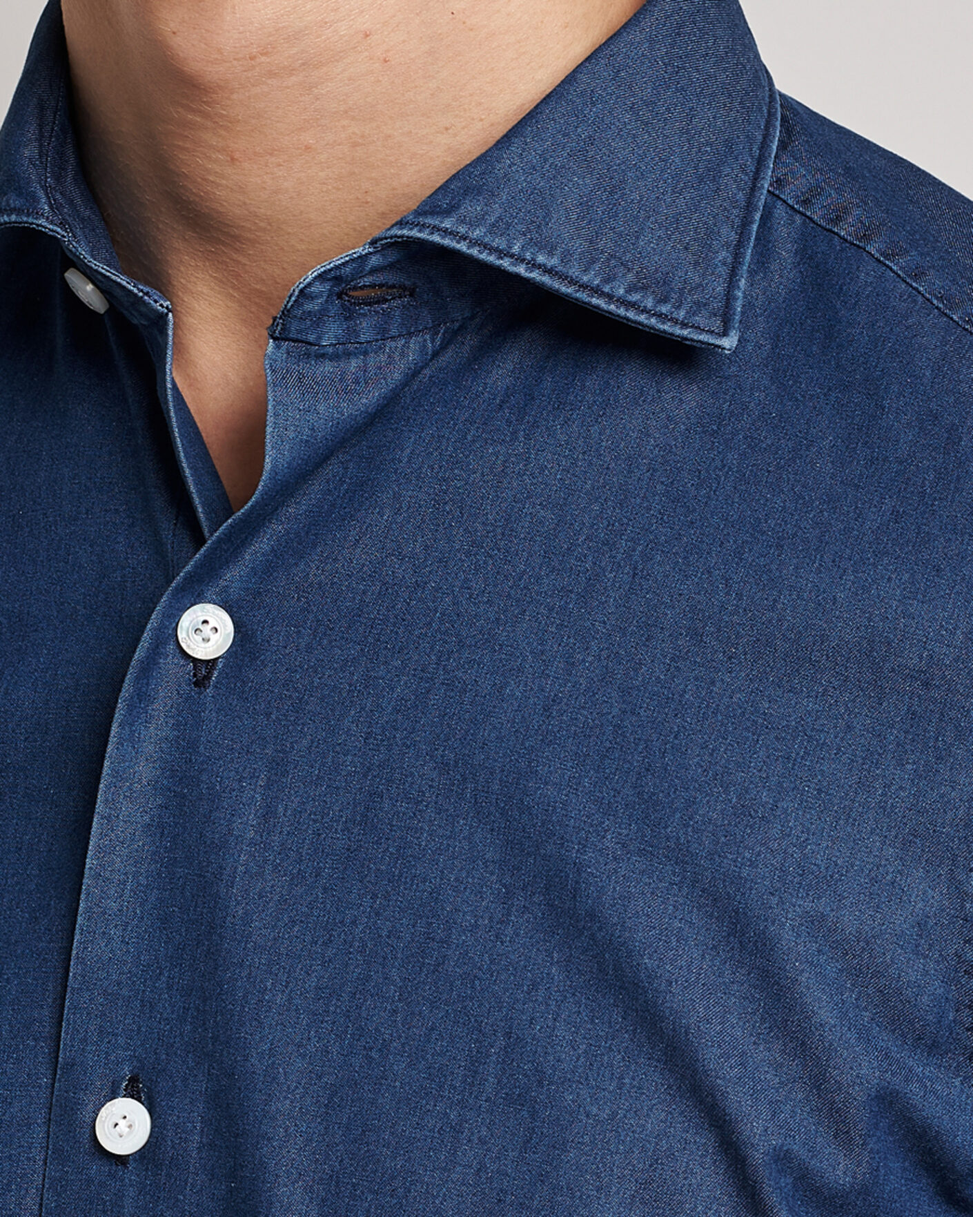 Mies | Kauluspaidat | Finamore Napoli | Milano Slim Denim Shirt Dark Indigo