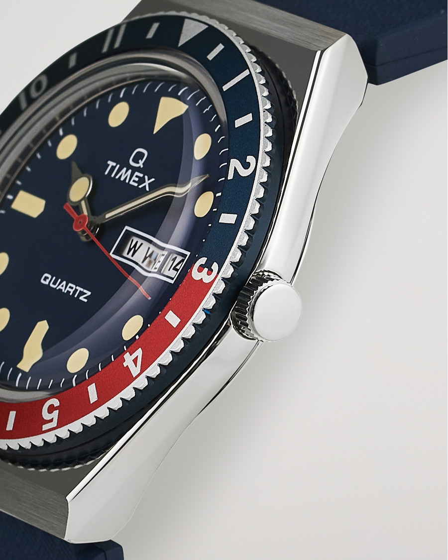 Mies | Timex Q Diver 38mm Rubber Strap Blue/Red | Timex | Q Diver 38mm Rubber Strap Blue/Red
