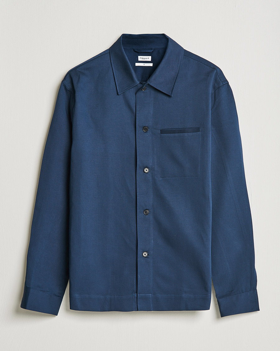 Mies | Kauluspaidat | Filippa K | Matt Linen Overshirt Navy