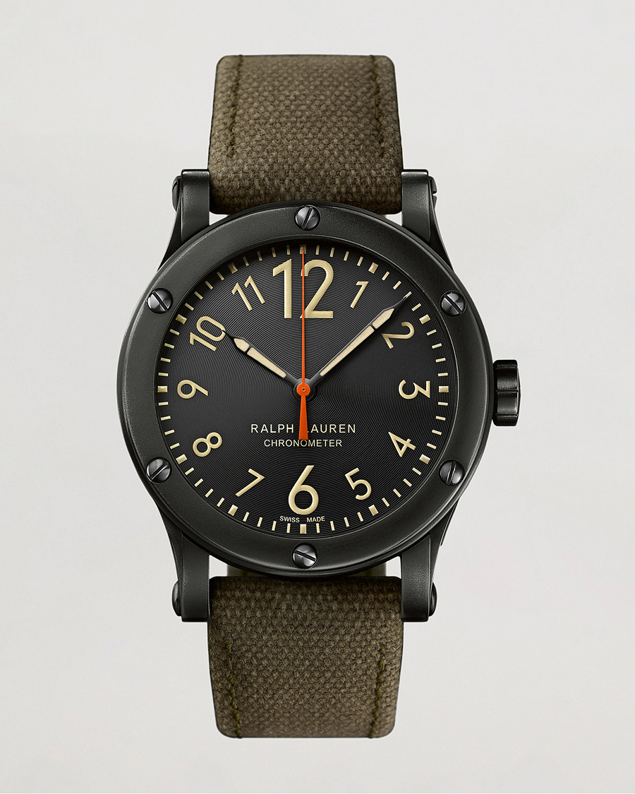 Mies | Polo Ralph Lauren 45mm Safari Chronometer Black Steel/Canvas Strap | Polo Ralph Lauren | 45mm Safari Chronometer Black Steel/Canvas Strap