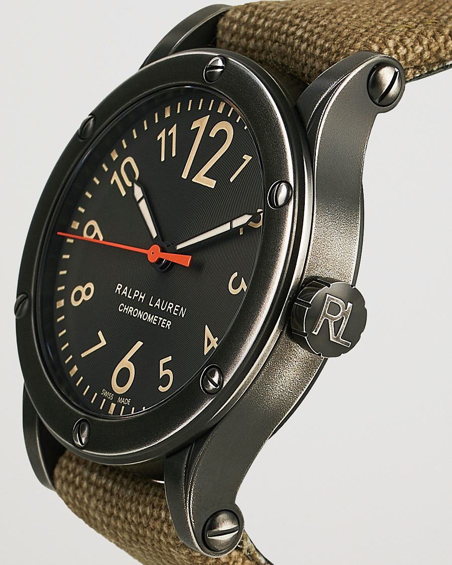 Mies | Polo Ralph Lauren 45mm Safari Chronometer Black Steel/Canvas Strap | Polo Ralph Lauren | 45mm Safari Chronometer Black Steel/Canvas Strap