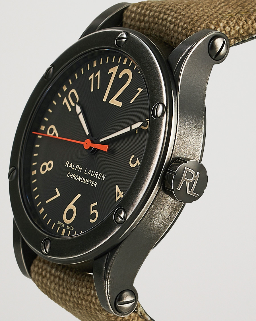 Mies | Polo Ralph Lauren 39mm Safari Chronometer Black Steel/Canvas Strap | Polo Ralph Lauren | 39mm Safari Chronometer Black Steel/Canvas Strap