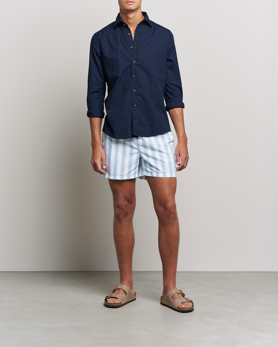 Mies | Uimahousut | Ripa Ripa | Paraggi Striped Swimshorts Light Blue/White