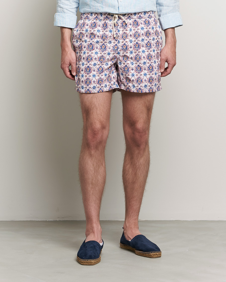 Mies | Uimahousut | Ripa Ripa | Printed Swimshorts Offwhite/Blue