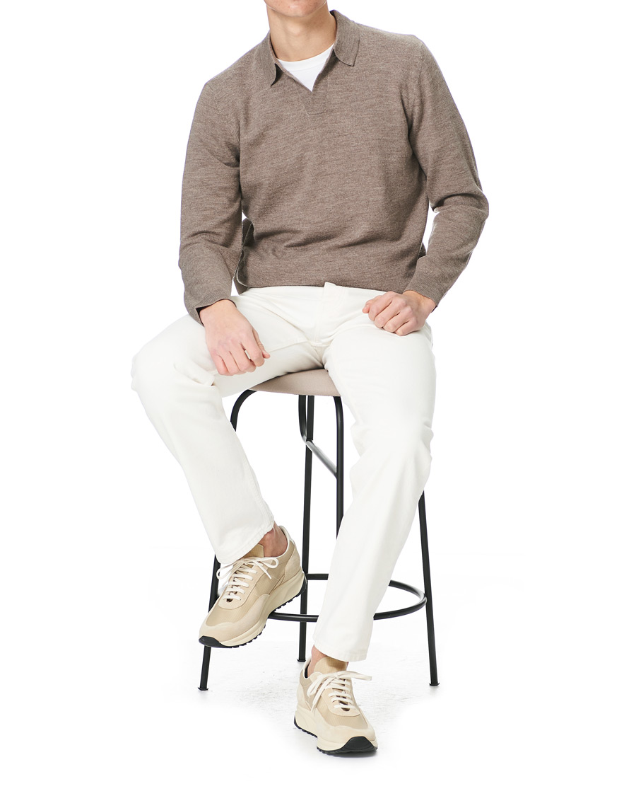 Mies | Parhaat lahjavinkkimme | A Day's March | Manol Open Collar Merino Polo Taupe Melange