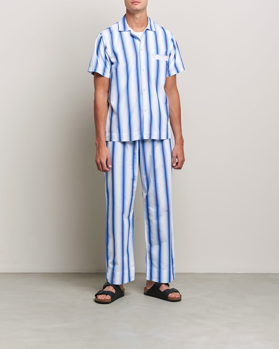 Mies | Yöpuvut ja kylpytakit | Tekla | Poplin Pyjama Short Sleeve Shirt Blue Marquee