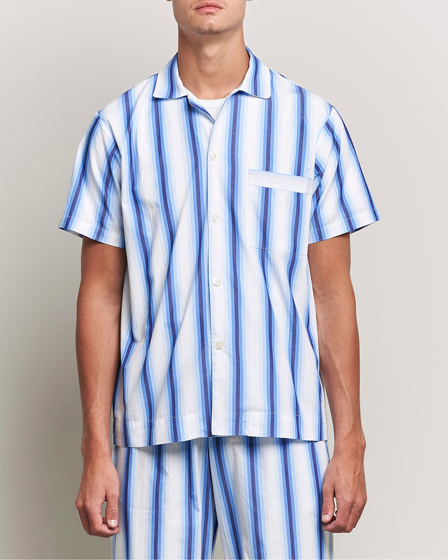Mies | Tekla | Tekla | Poplin Pyjama Short Sleeve Shirt Blue Marquee