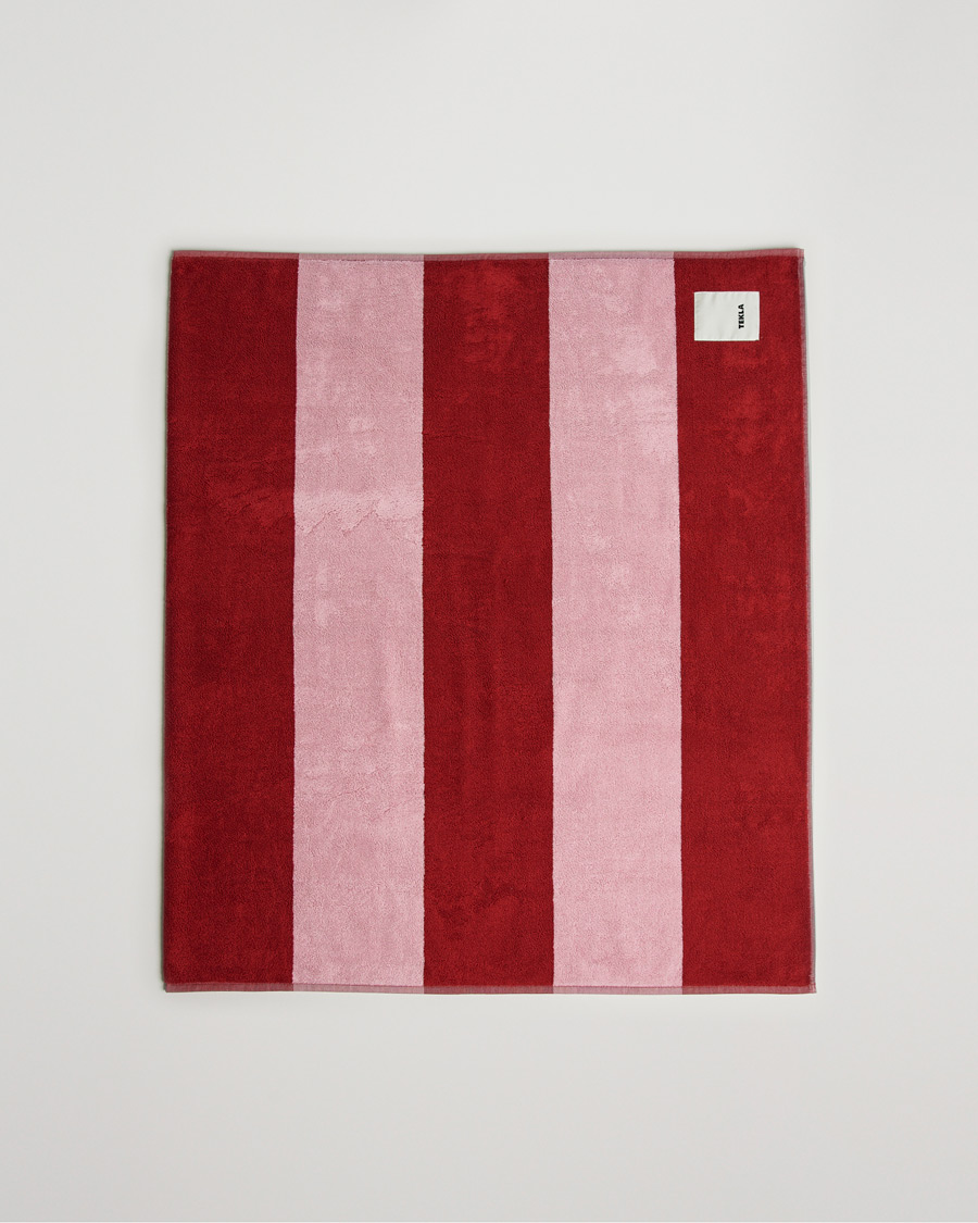 Mies | Tekla Organic Terry Beach Towel Red Block Stripes | Tekla | Organic Terry Beach Towel Red Block Stripes