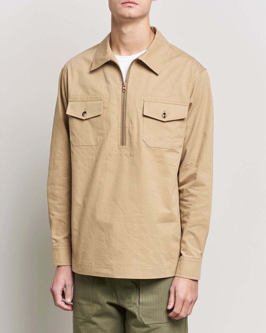 Mies | Kauluspaidat | Private White V.C. | Half Zip Pullover Sand