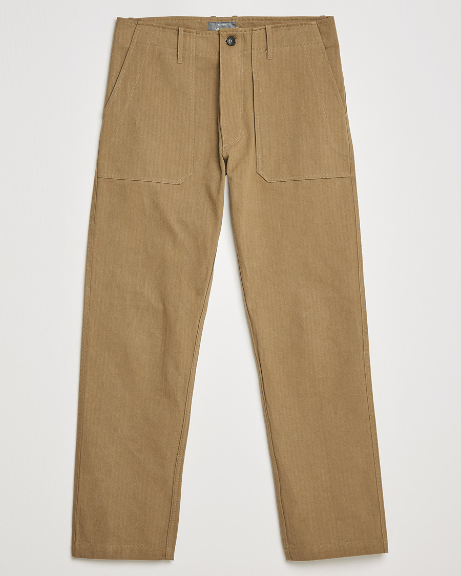 Mies | Housut | Private White V.C. | Maker´s Cotton Herringbone Trousers Sand