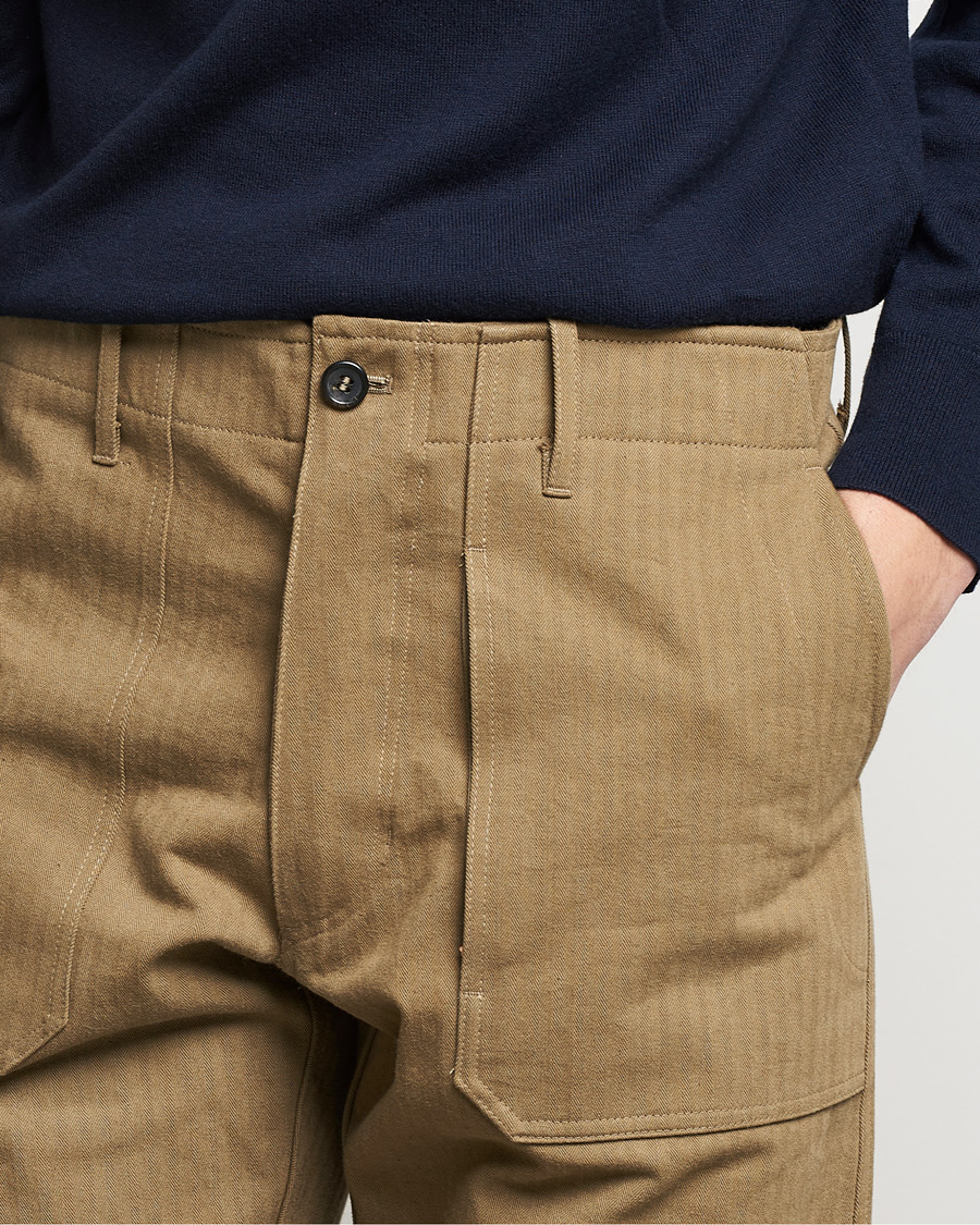 Mies | Housut | Private White V.C. | Maker´s Cotton Herringbone Trousers Sand