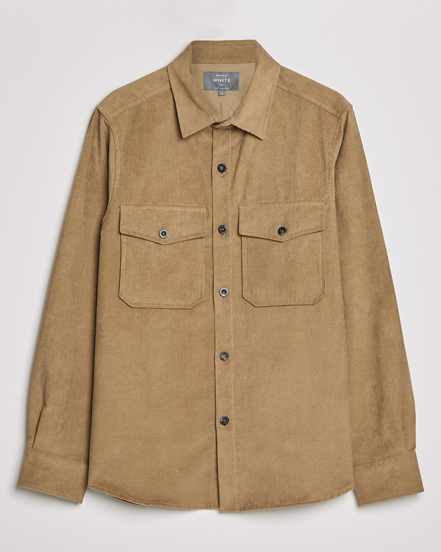 Mies | Kauluspaidat | Private White V.C. | Patch Pocket Corduroy Overshirt Taupe