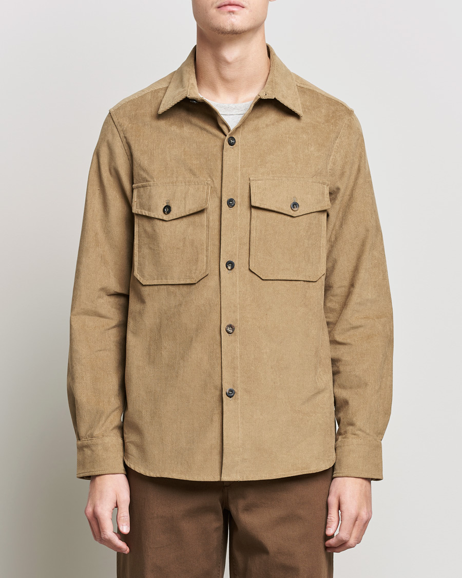Mies | Kauluspaidat | Private White V.C. | Patch Pocket Corduroy Overshirt Taupe