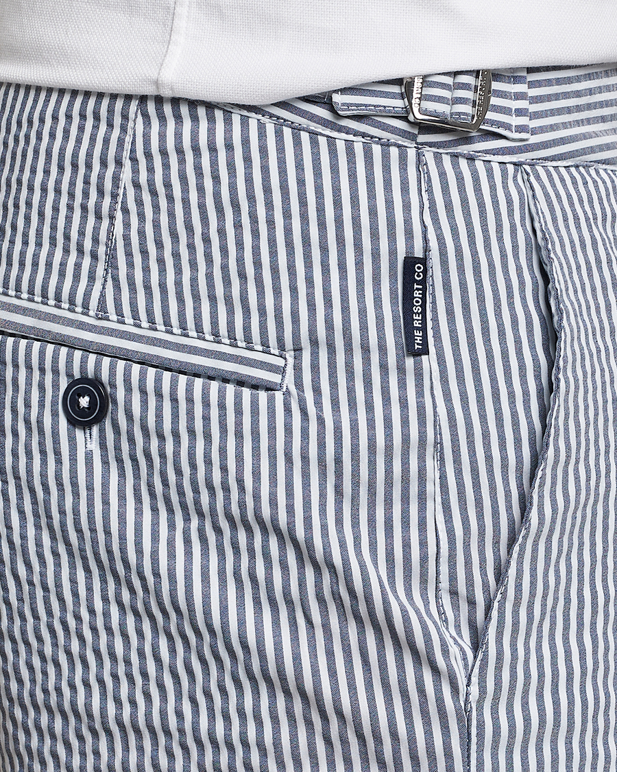 Mies | Uimahousut | The Resort Co | Tailored Swim Shorts Navy Stripe Seersucker