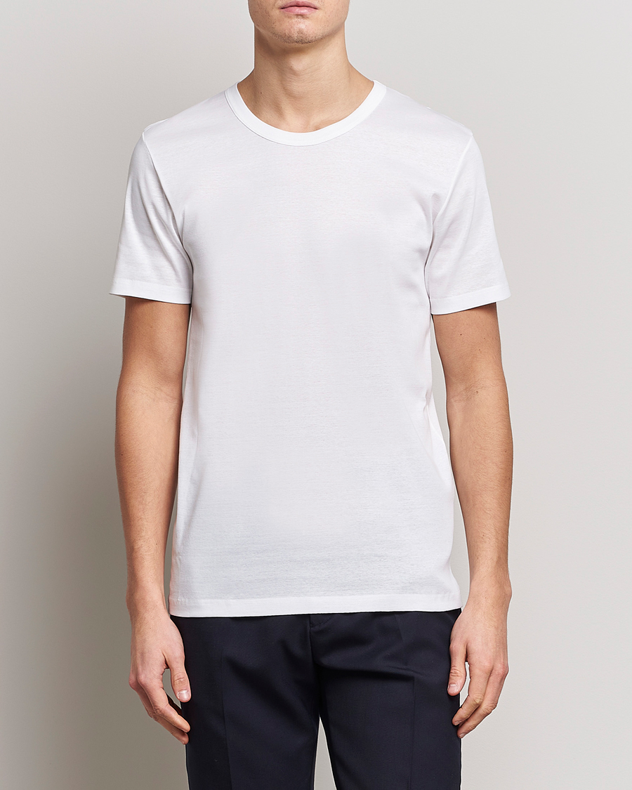 Mies | T-paidat | Zimmerli of Switzerland | Mercerized Cotton Crew Neck T-Shirt White