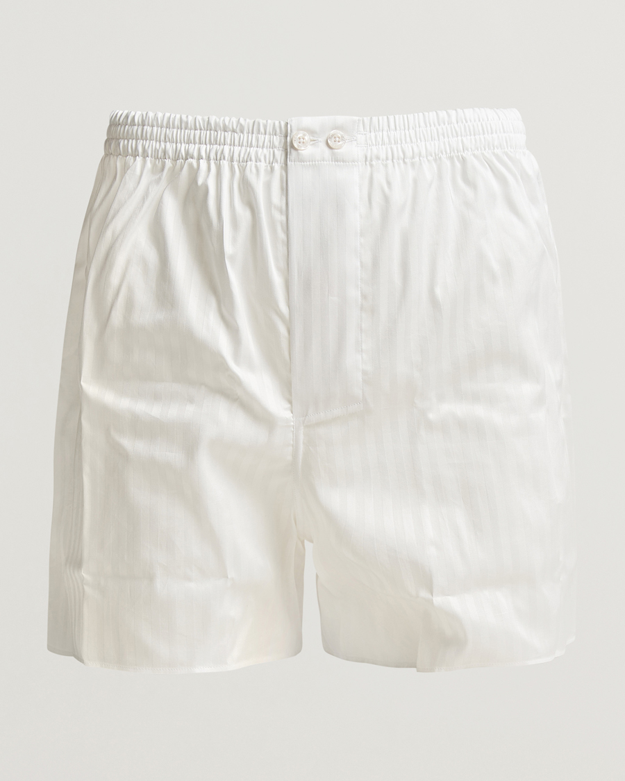 Mies | Alusvaatteet | Zimmerli of Switzerland | Mercerized Cotton Boxer Shorts White Stripes