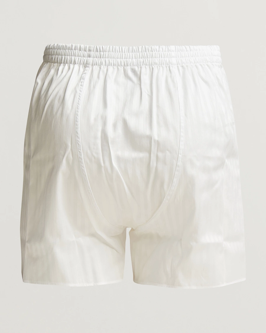 Mies |  | Zimmerli of Switzerland | Mercerized Cotton Boxer Shorts White Stripes