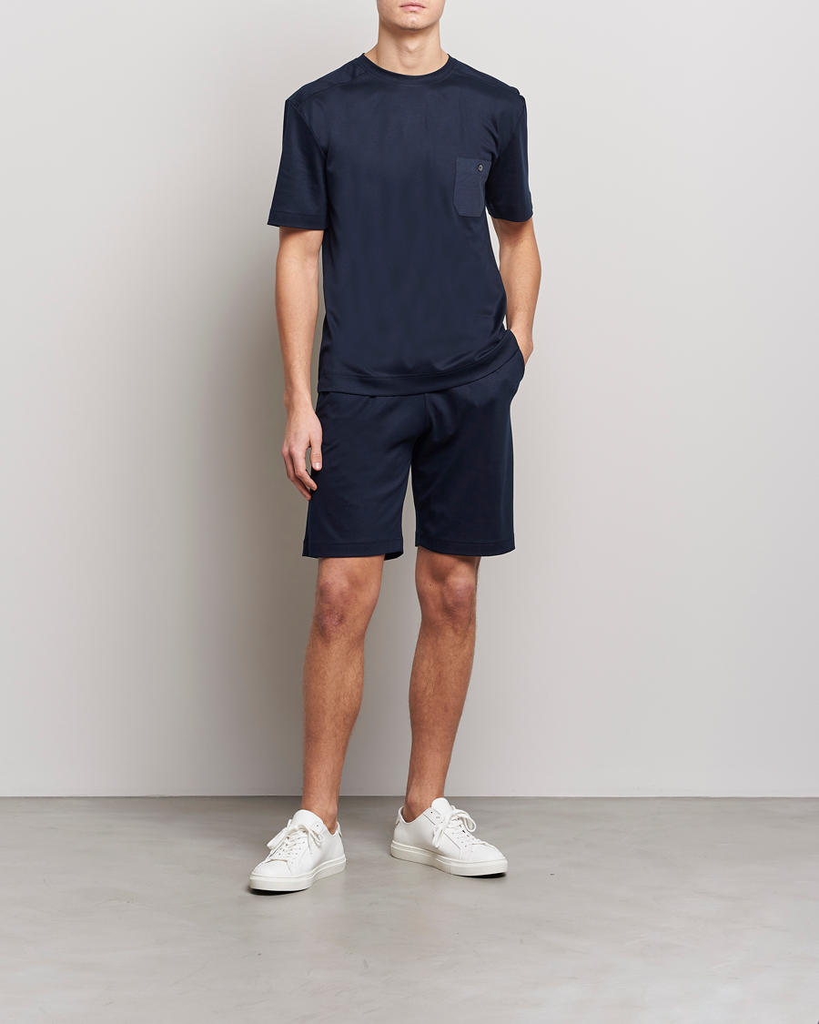 Mies |  | Zimmerli of Switzerland | Cotton/Modal Crew Neck Loungwear T-Shirt Midnight