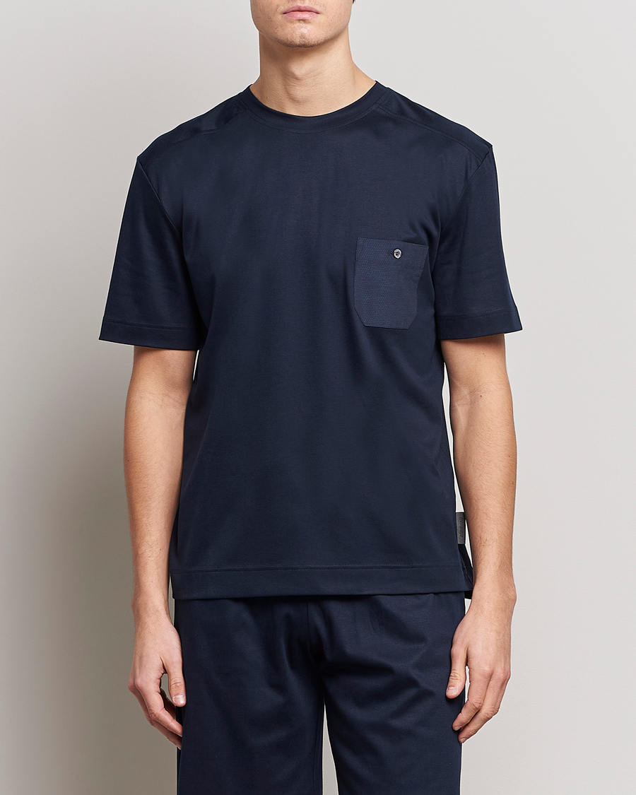 Mies | Yöpuvut ja kylpytakit | Zimmerli of Switzerland | Cotton/Modal Crew Neck Loungwear T-Shirt Midnight