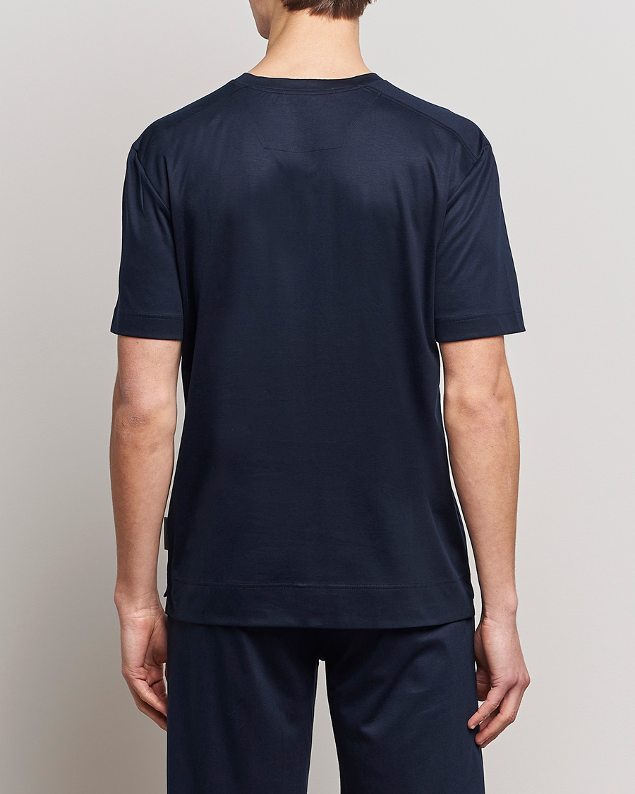 Mies | Yöpuvut ja kylpytakit | Zimmerli of Switzerland | Cotton/Modal Crew Neck Loungwear T-Shirt Midnight