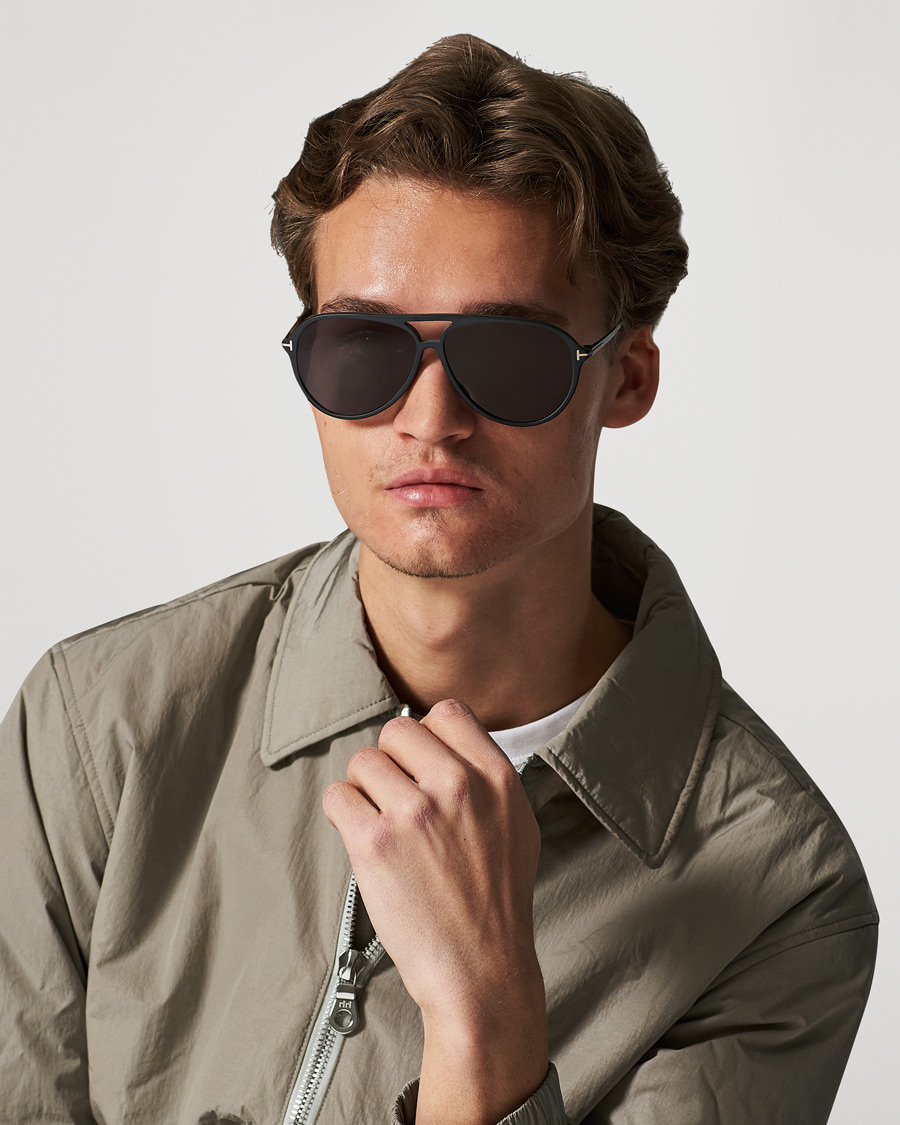 Mies | Pilottiaurinkolasit | Tom Ford | Samson Polarized Sunglasses Matte Black/Smoke