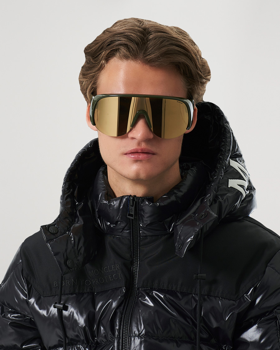 Mies | Moncler Lunettes Phantom Sunglasses Shiny Dark Green/Brown | Moncler Lunettes | Phantom Sunglasses Shiny Dark Green/Brown