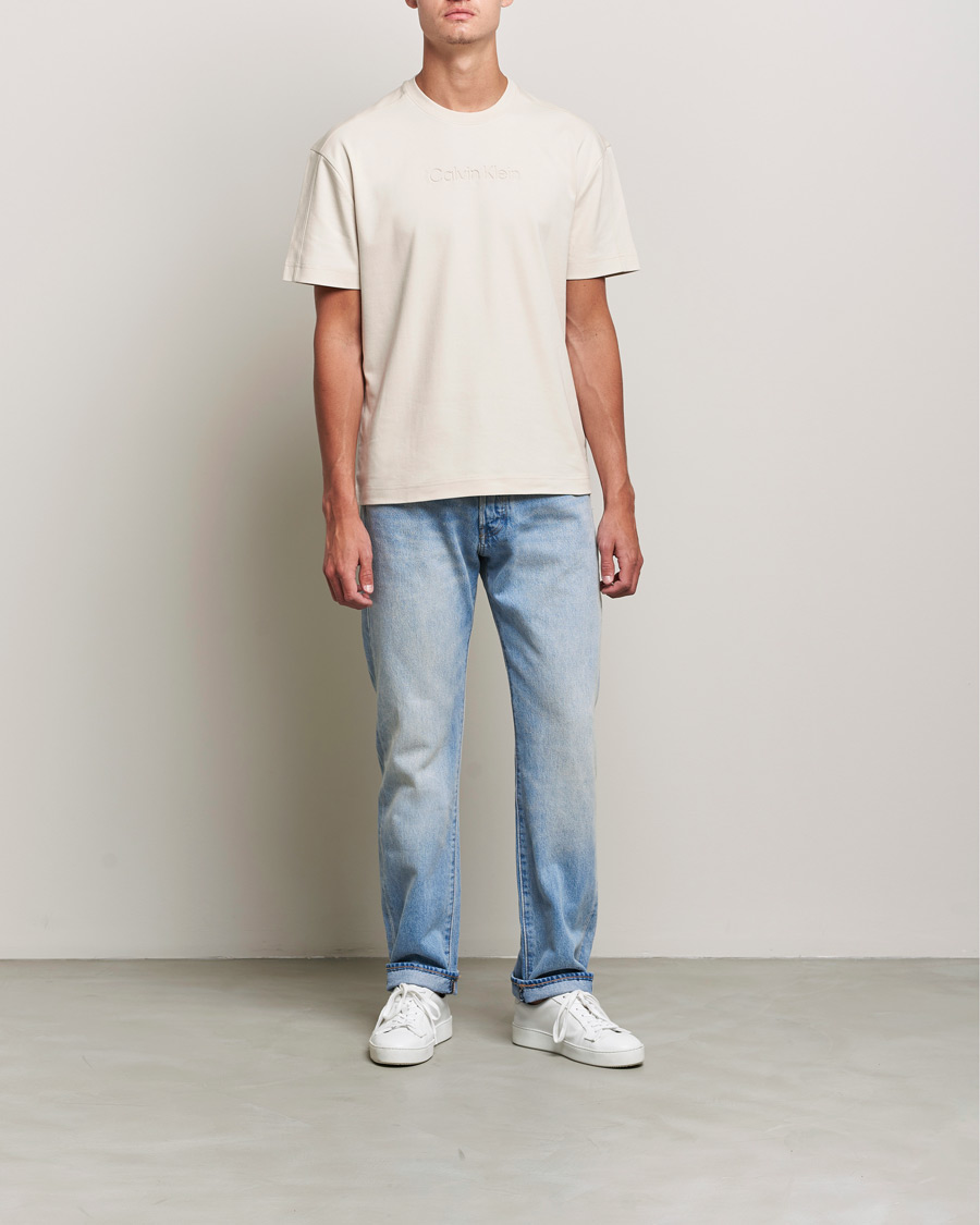 Mies | Alennusmyynti vaatteet | Calvin Klein | Debossed Logo Crew Neck Tee Stony Beige