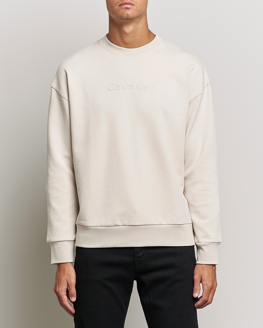 Mies | Calvin Klein | Calvin Klein | Debossed Logo Crew Neck Sweatshirt Stony Beige