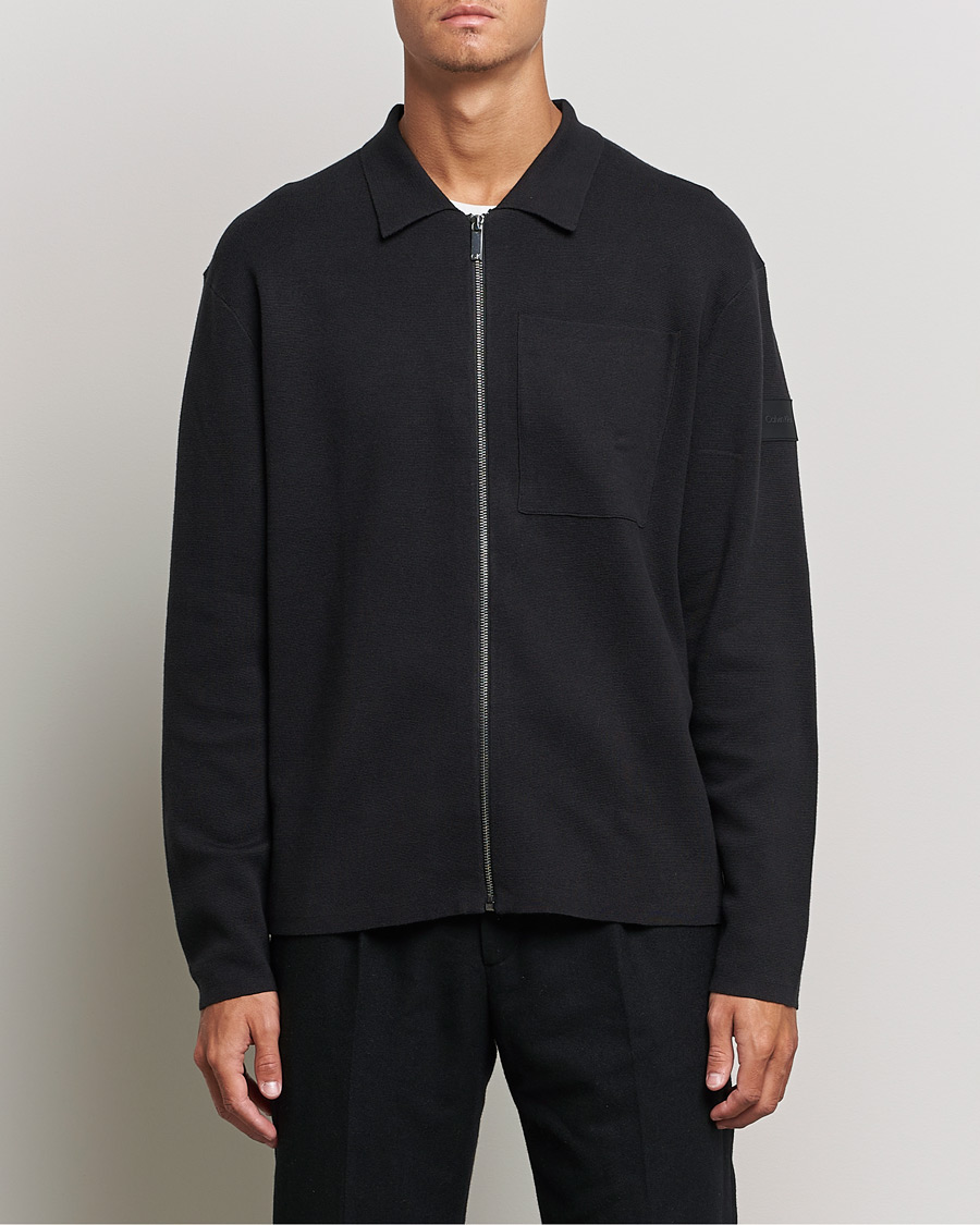 Mies | Puserot | Calvin Klein | Milano Knitted Full Zip Sweater Black