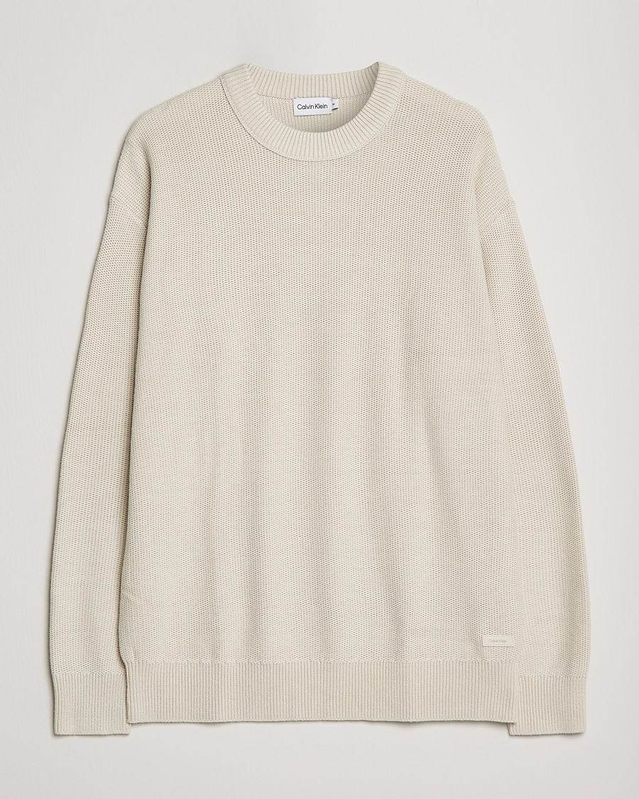 Mies | Puserot | Calvin Klein | Texture Knitted Sweater Stony Beige